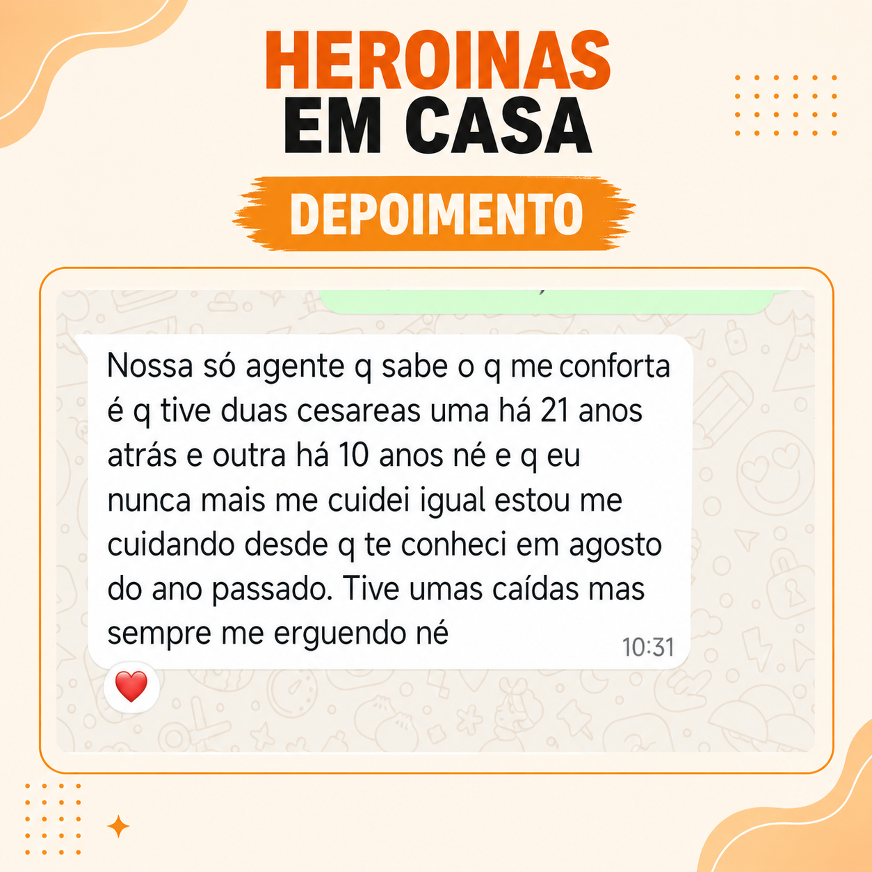 Depoimento de aluna no WhatsApp