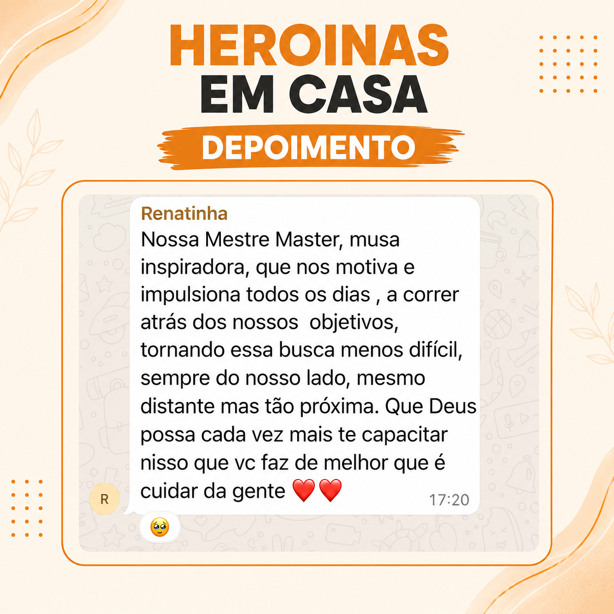 Depoimento de aluna no WhatsApp